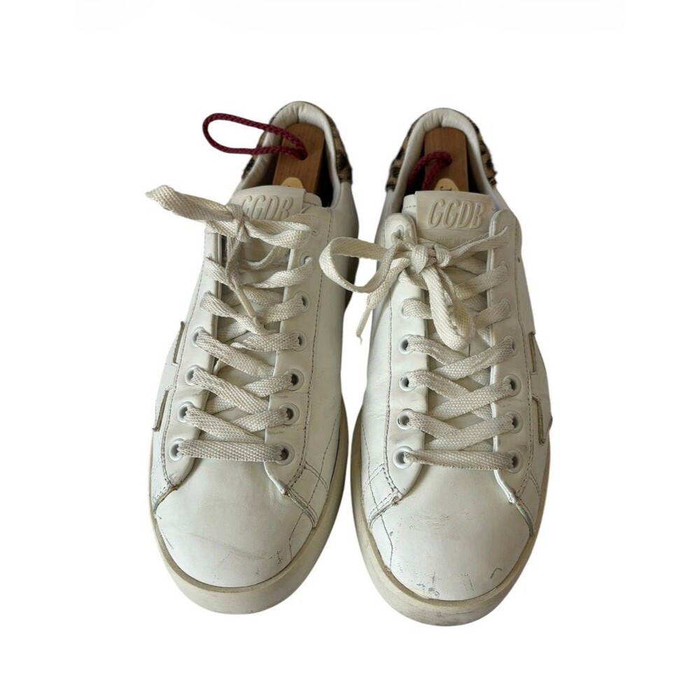 Golden Goose Hi Star Sneaker White/ Leopard Print Heel Tab Sz 38 (6.5-7 Women) - Picture 2 of 8